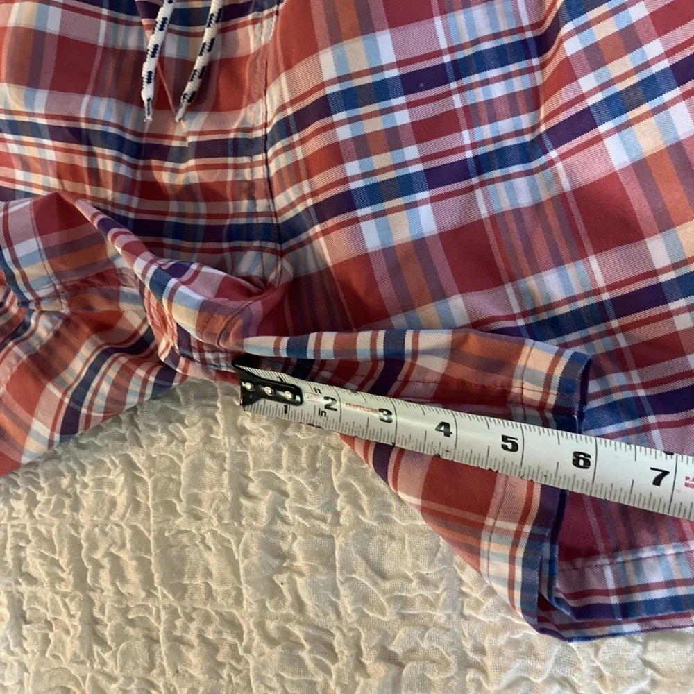 Brooks Brothers Plaid Swim Shorts‎ Trunks XL Red White Blue Mens Drawstring